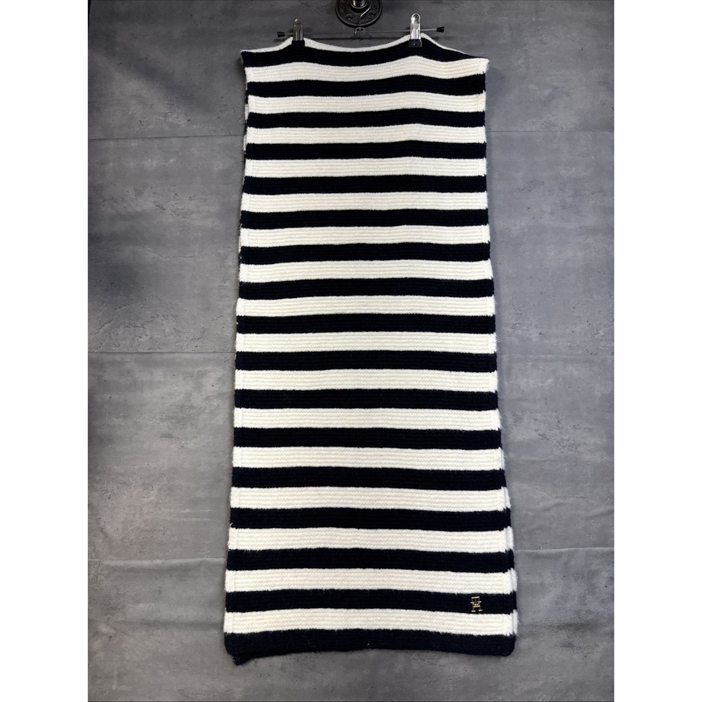 Tommy Hilfiger Wool Blend Scarf Navy & Cream Striped